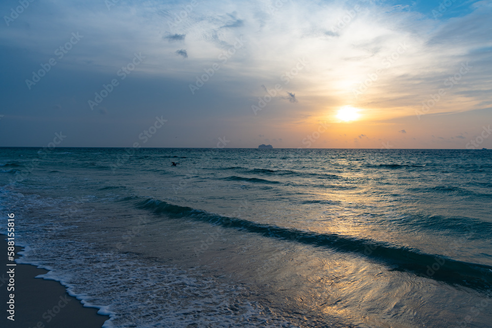 peaceful seascape horizon at sunrise. summer seascape horizon at sunrise. seascape horizon