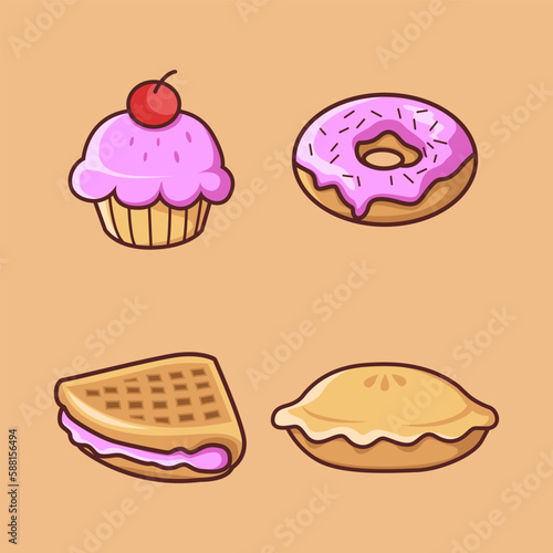 Various Western Dessert Tasty Cake Pie and Bread Food Dishes