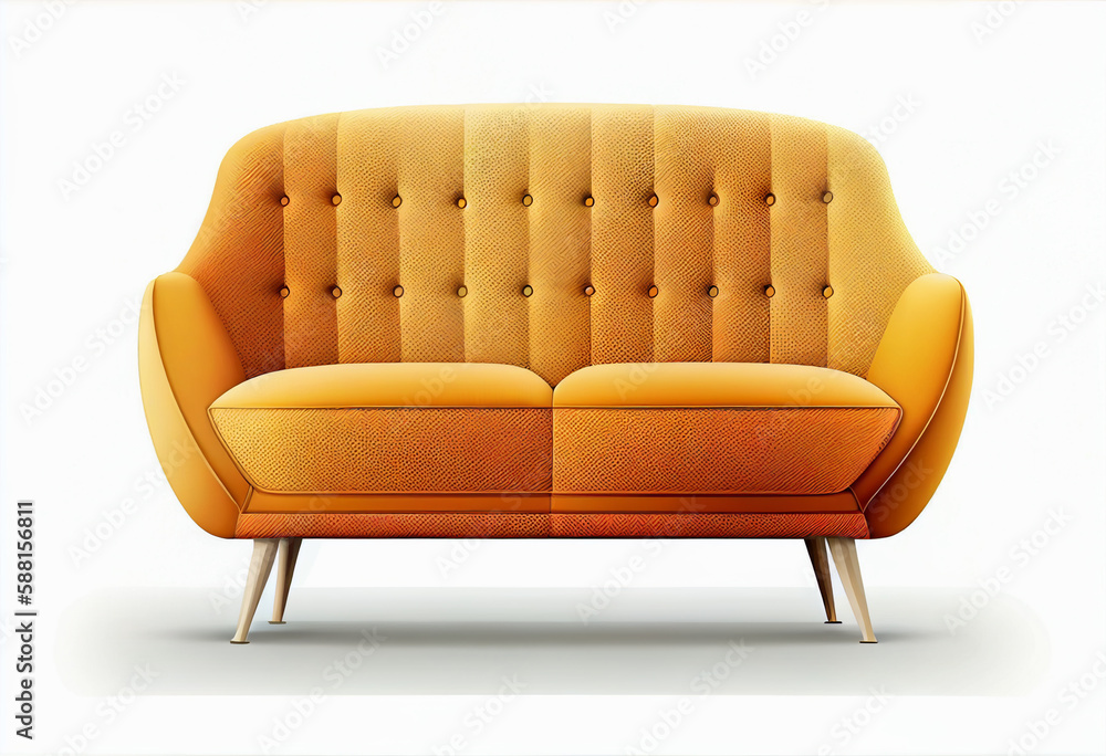 Comfortable leather sofa isolated on a white background. 3d render. generative ai Comfortable leather sofa isolated on a white background. 3d render. generative ai