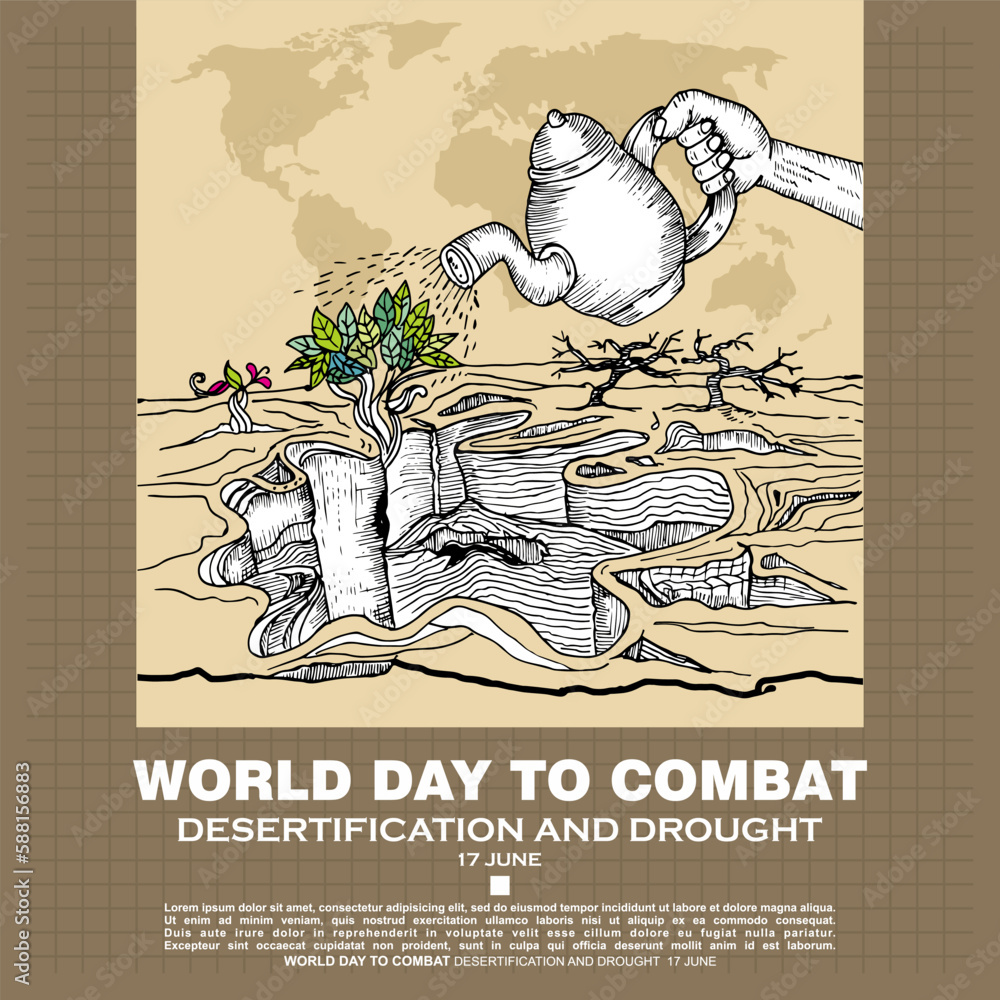 Fototapeta premium World Day To Combat, desertification and drought, poster and banner vector