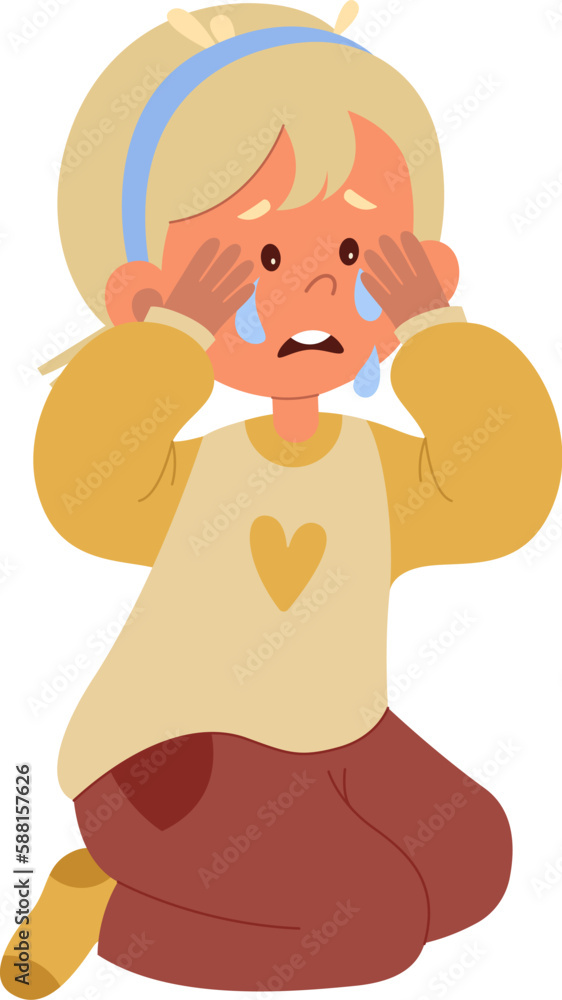 Obraz premium Crying Girl Sitting