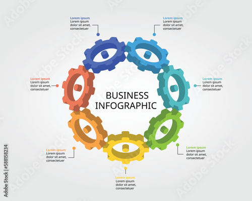cog element for system template for infographic for presentation for 7 element