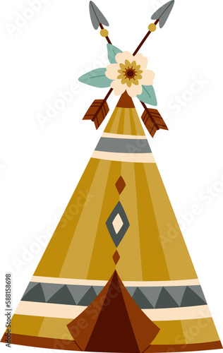 Teepee tent with ornaments