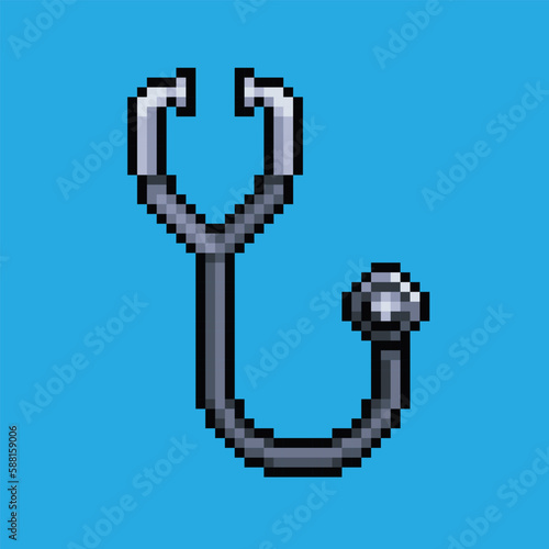 Pixel art illustration Stethoscope. Pixelated Stethoscope. Medical Stethoscope pixelated
for the pixel art game and icon for website and video game. old school retro.