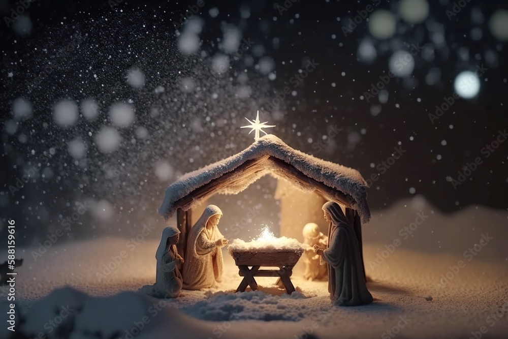 birth of jesus christ, created with Generative AI technology Stock ...