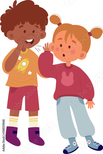 Kids standing and whispering