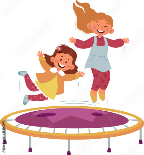 Girls Jumping On Trampoline