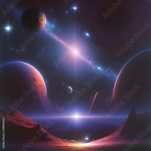 Cosmic space scene lots of color sharp resolution  galaxies  AI generation