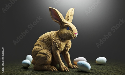 easter bunny with eggs, generative AI © Araci