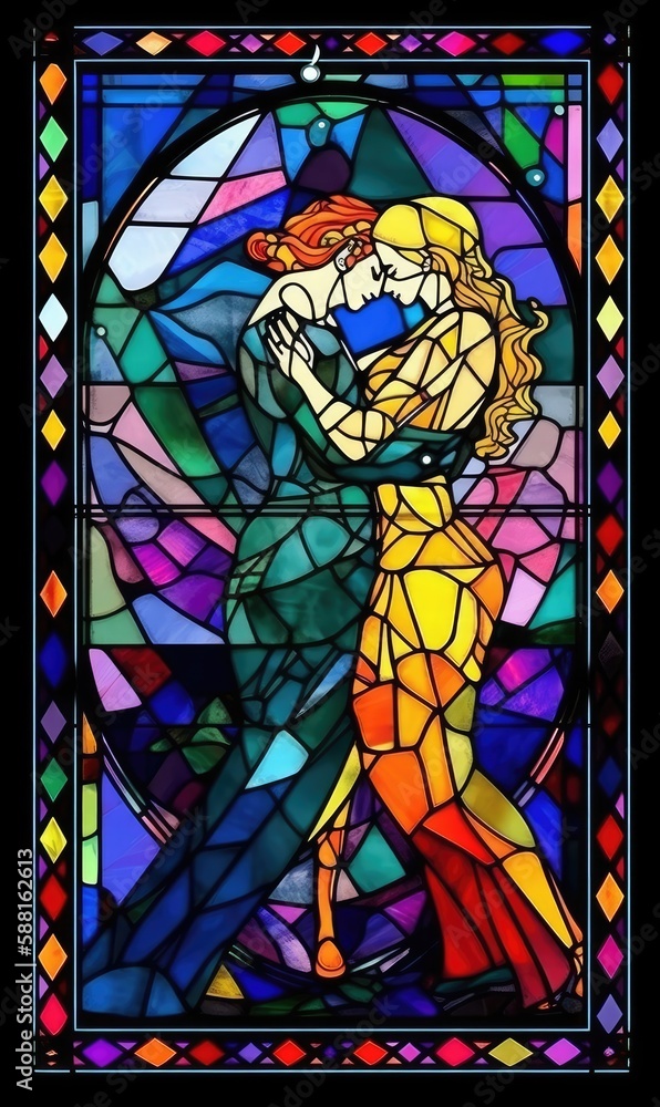 The Lovers Tarot Card, Ai Generated Image of Two Lovers