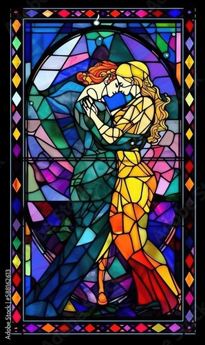The Lovers Tarot Card, Ai Generated Image of Two Lovers