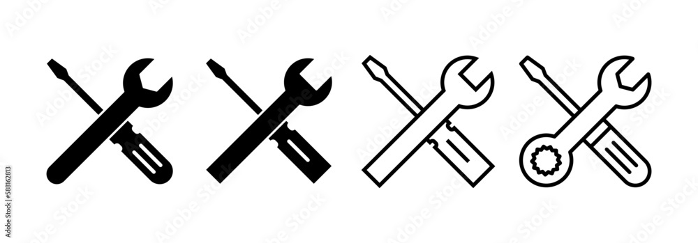 Repair tools icon vector for web and mobile app. tool sign and symbol. setting icon. Wrench and screwdriver. Service Repair tools icon vector for web and mobile app. tool sign and symbol. setting icon. Wrench and screwdriver. Service