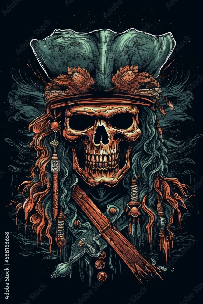 Pirate Skull Illustration