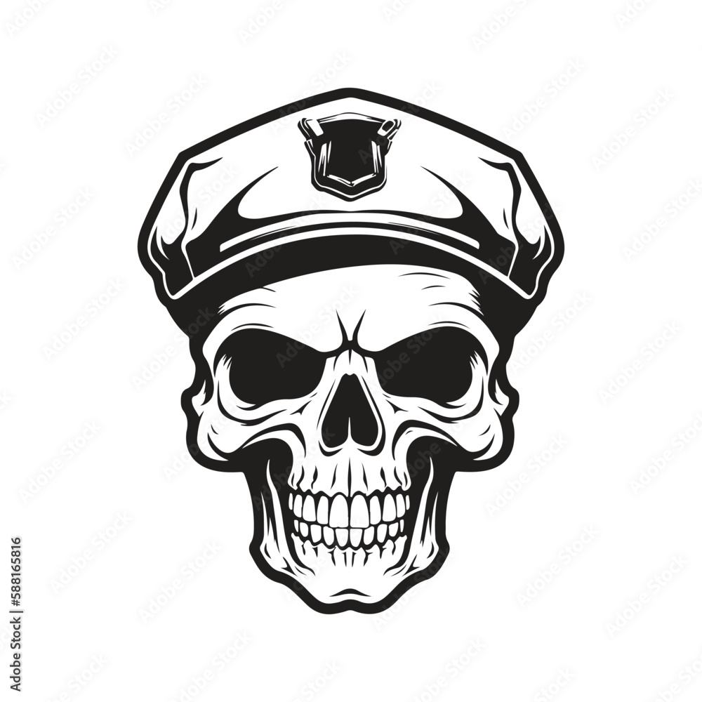 military skull, logo concept black and white color, hand drawn illustration military skull, logo concept black and white color, hand drawn illustration