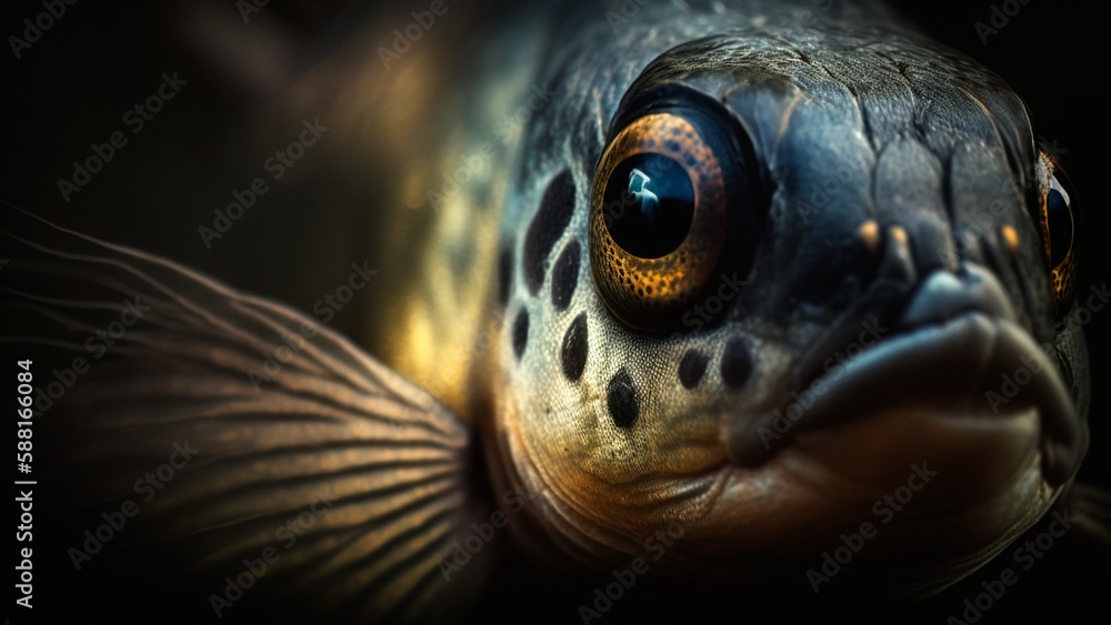 fish under water, close-up, generated in AI fish under water, close-up, generated in AI