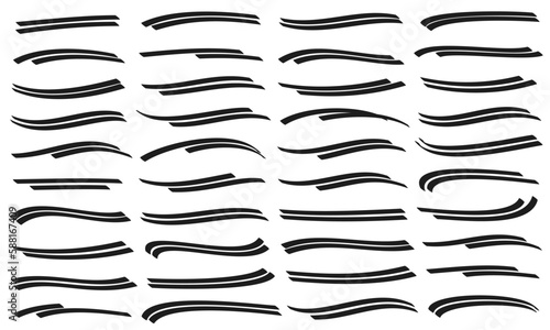 中太のマーカーで描かれた40種類の二重線のセット