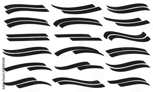 太いマーカーで描かれた18種類の二重線のセット