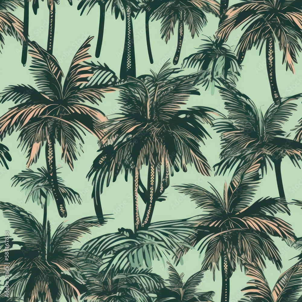 Tropical Palm Tree Pattern, tile, seamless Tropical Palm Tree Pattern, tile, seamless