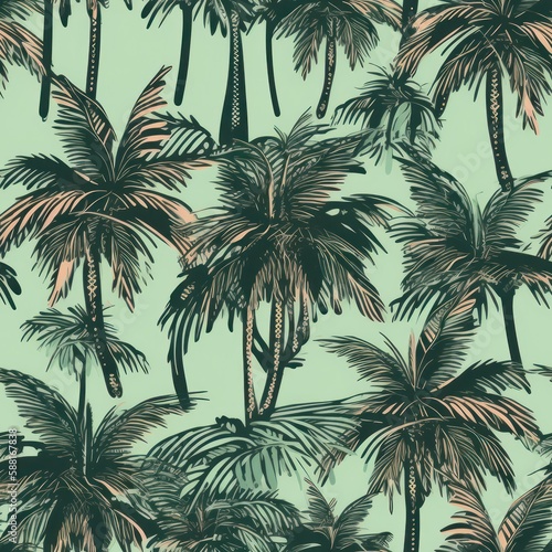 Tropical Palm Tree Pattern  tile  seamless