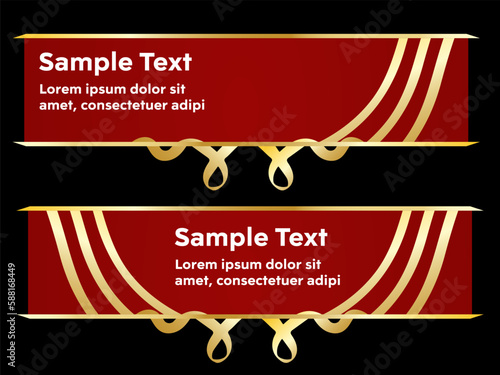 Lower third Banner Red Gold Luxury Ribbon Design Pack Vector.