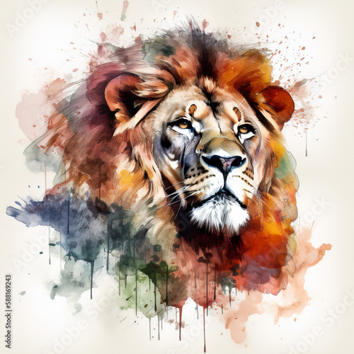 Majestic Lion in Minimalist Watercolor Style