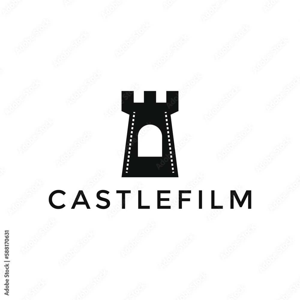 movie castle film strip logo design movie castle film strip logo design