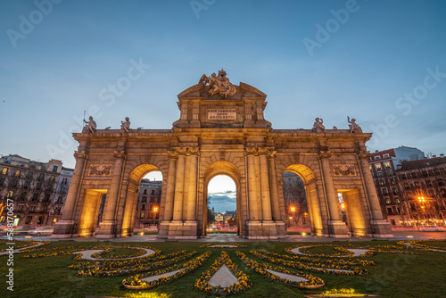 The Alcala Gate is a neoclassical monument located in the Plaza de la Independencia square in Madrid, the capital of Spain.