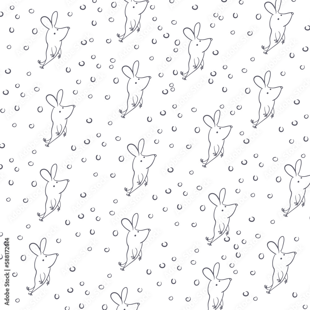 Fototapeta premium Mice inside a lot of bubbles. The pattern will come in handy in the design of the project about animals and rodents.