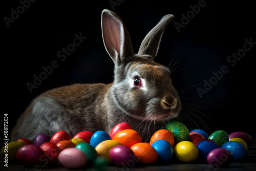 Easter egg chocolate bunny rabbit - Created using generative Ai © Nelson