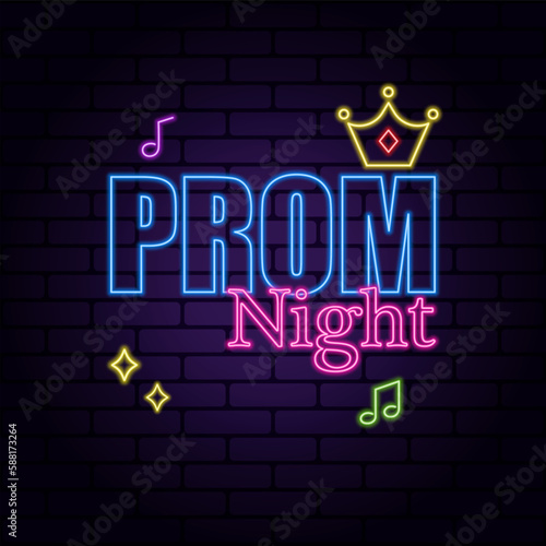 Banner for Prom Night with glowing neon lights