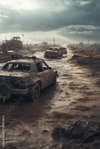 Post Apocalyptic Background, Book Cover, Photomanipulation, Premade, Created using Generative AI