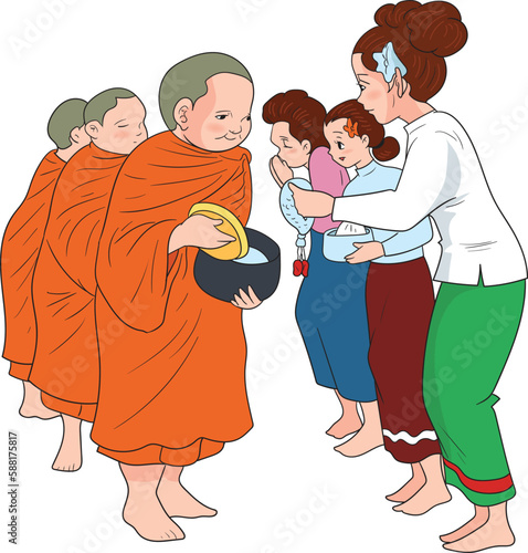 New Year's Day Giving food to monks
