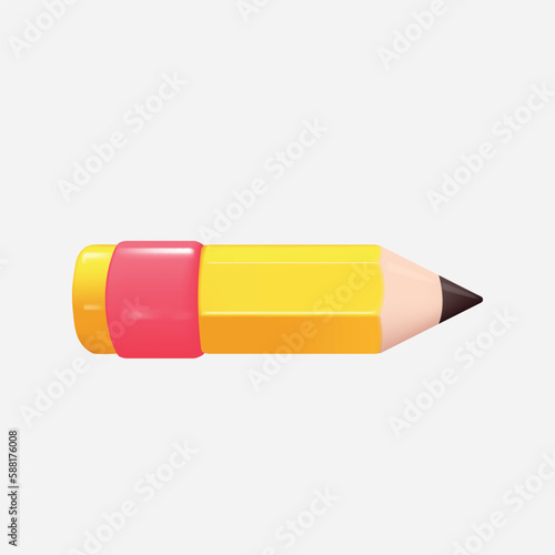 Realistic 3d yellow wooden pencil. Vector