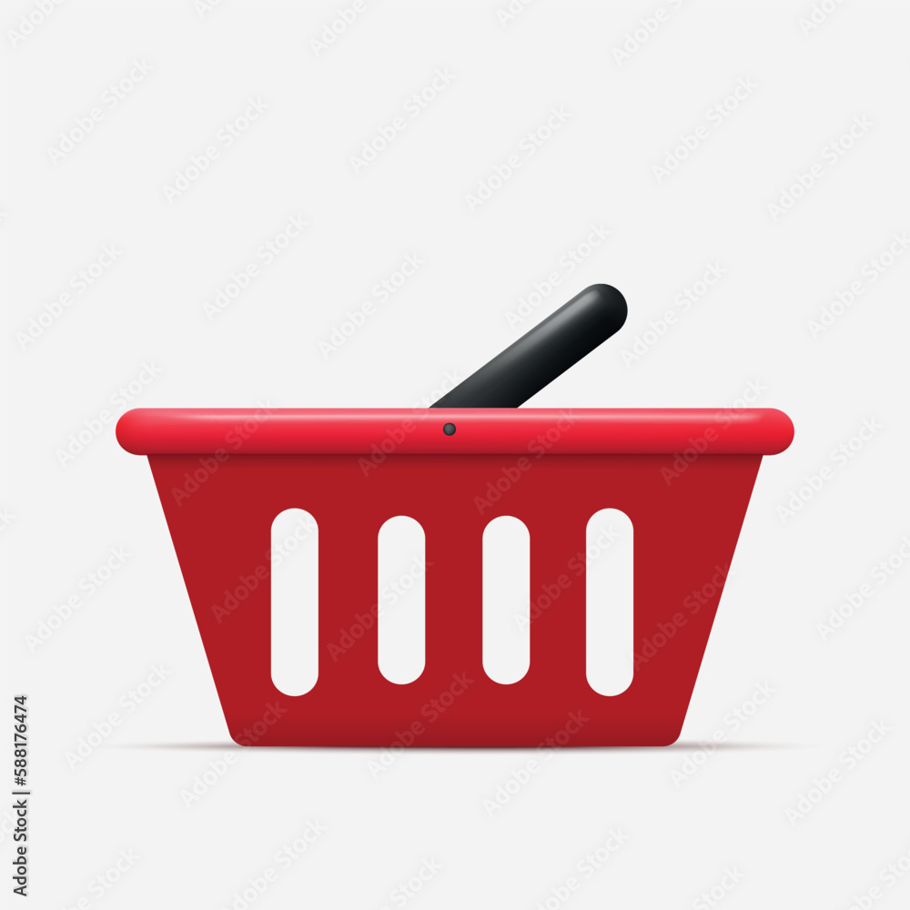Plastic red basket supermarket and store container. Vector Plastic red basket supermarket and store container. Vector