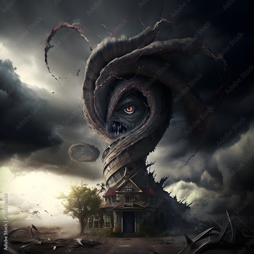 the tornado god sharp in Wide Angle HDR cinematography photorealistic