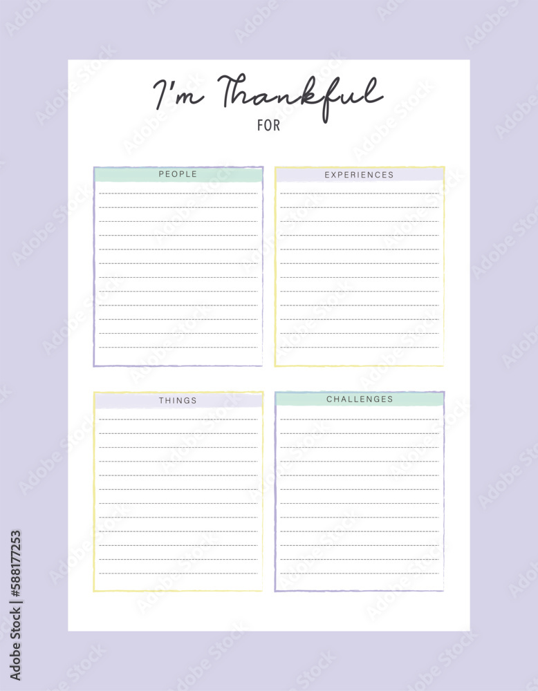(Spring) thankful planner. Minimalist planner template set. Vector illustration. (Spring) thankful planner. Minimalist planner template set. Vector illustration.
