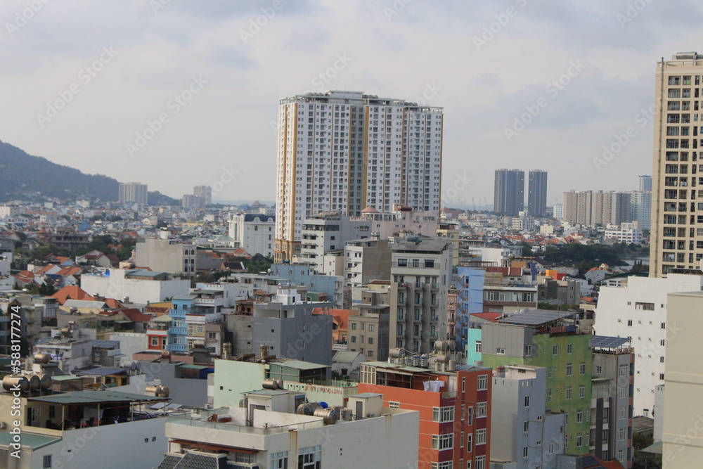 The city skyline of Vung Tau in Vietnam. 
