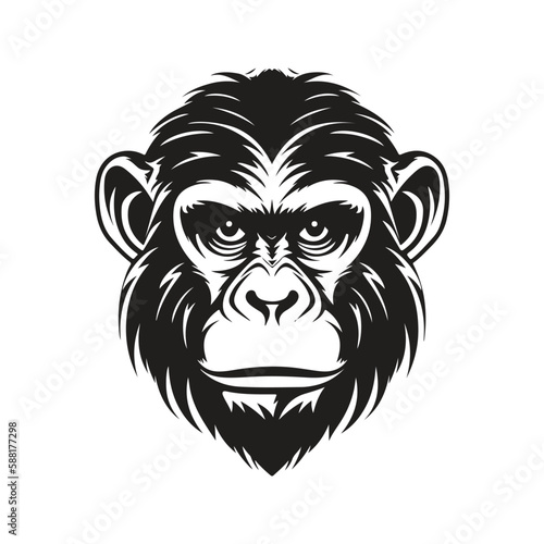 Wallpaper Mural monkey, logo concept black and white color, hand drawn illustration Torontodigital.ca