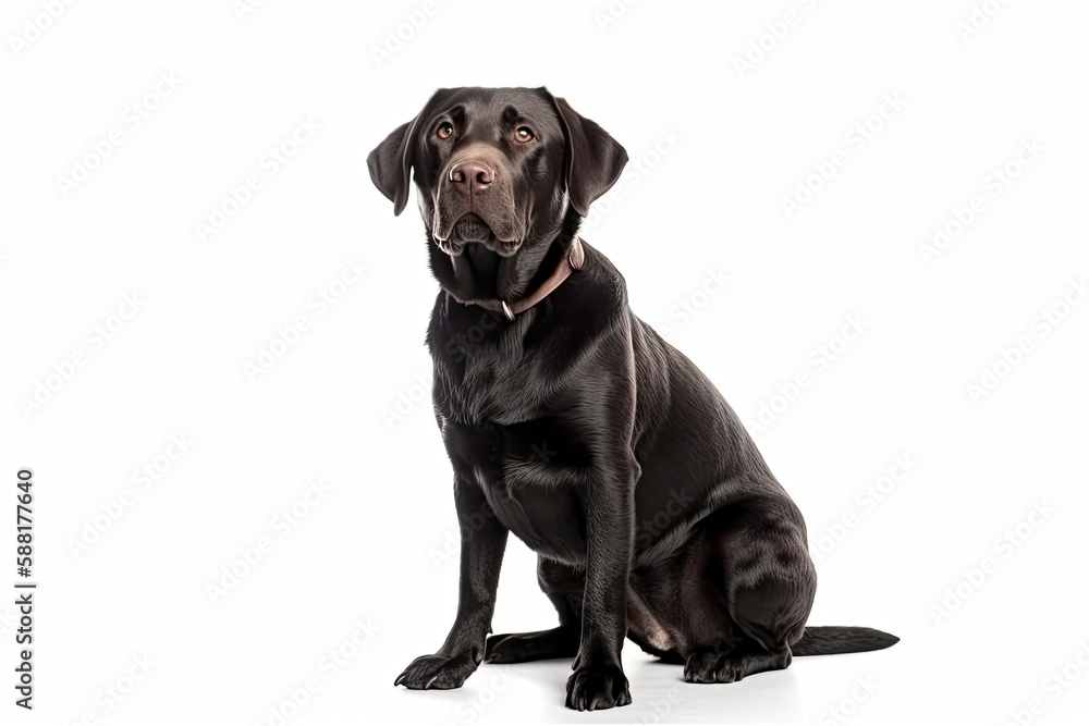 Labrador Retriever dog isolated on white background. Generative AI Labrador Retriever dog isolated on white background. Generative AI
