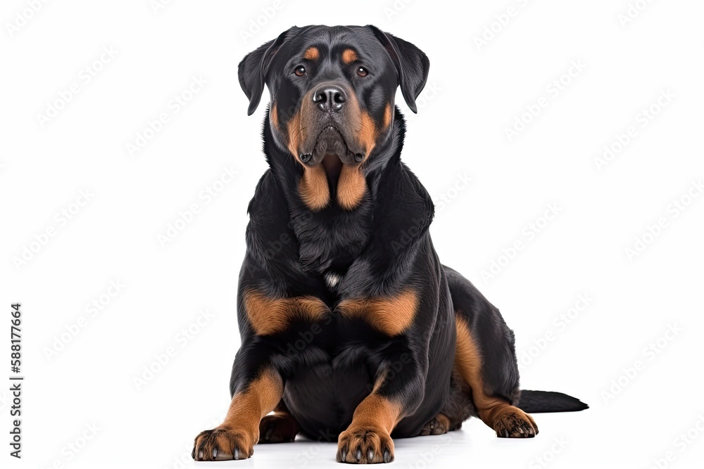 Rottweiler dog isolated on white background. Generative AI