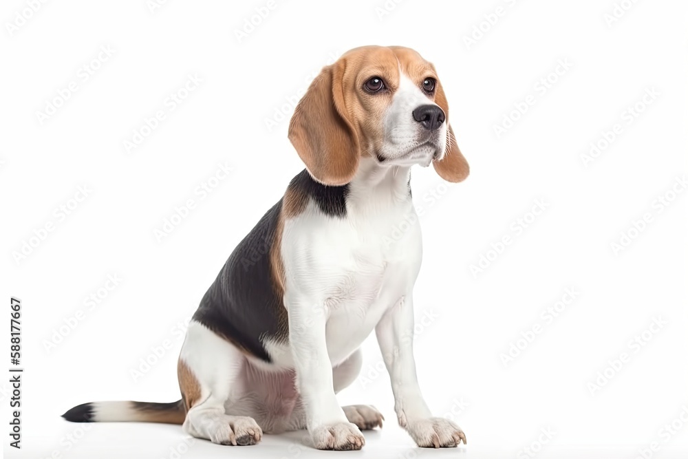 Beagle dog isolated on white background. Generative AI