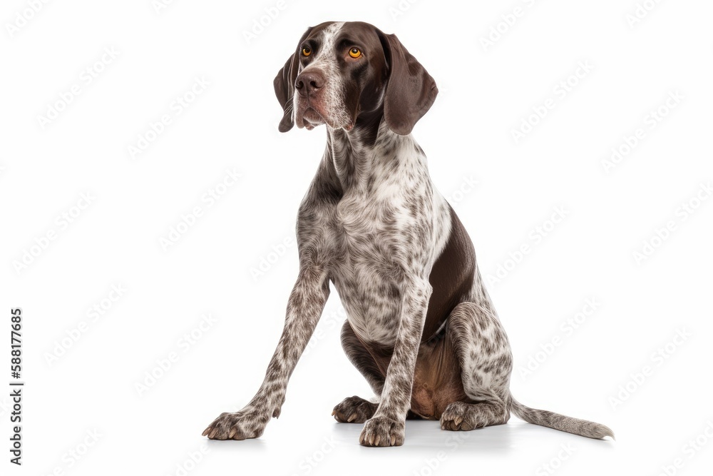 German Shorthaired Pointer dog isolated on white background. Generative AI