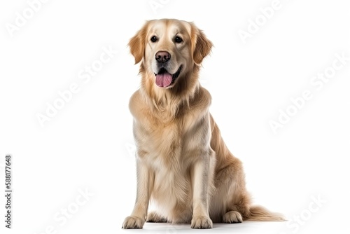 Golden Retriever dog isolated on white background. Generative AI