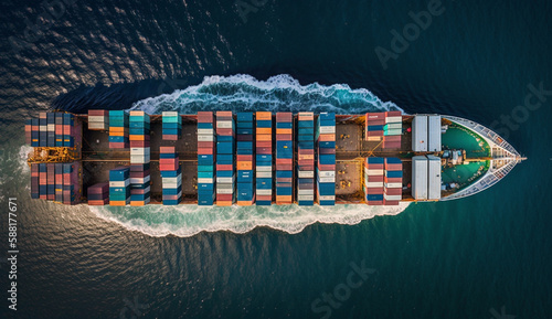 Shipping industry cargo containers on commercial docks generated by AI