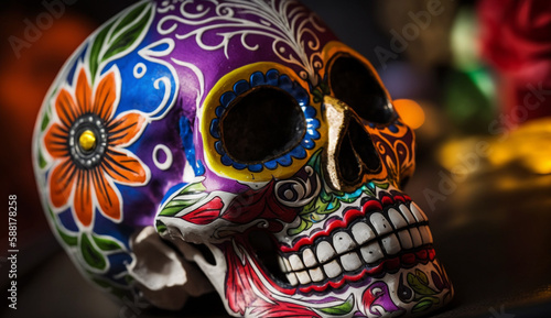 A spooky ornate Day of the Dead souvenir generated by AI