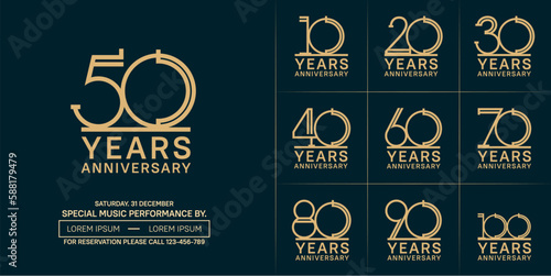 set of anniversary logotype soft brown color for special celebration event