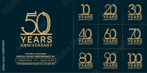set of anniversary logotype soft brown color for special celebration event