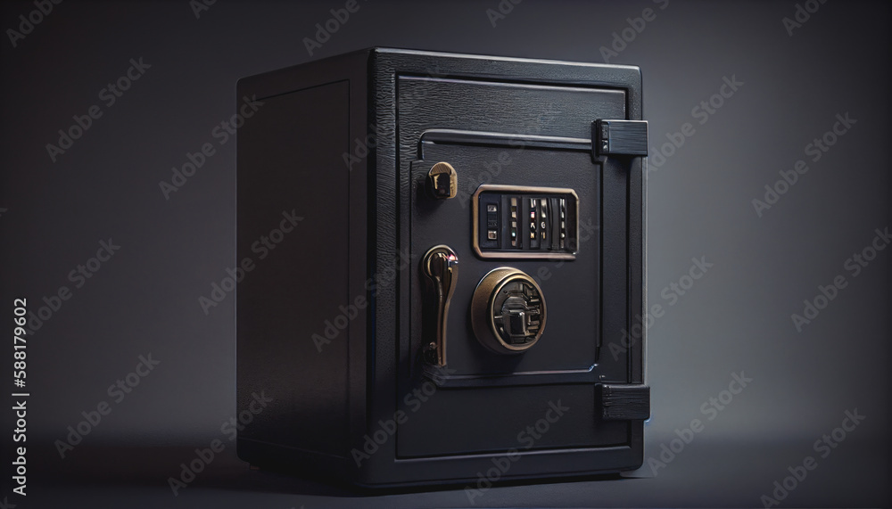 Metal safe box in the closet. Small narrow safe for keeping money or valuables in the hotel. Empty Open safe door Metal safe box in the closet. Small narrow safe for keeping money or valuables in the hotel. Empty Open safe door
