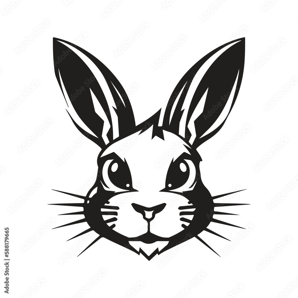 rabbit, logo concept black and white color, hand drawn illustration rabbit, logo concept black and white color, hand drawn illustration