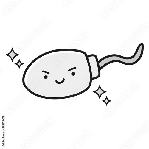 元気な精子のキャラクター(白黒)